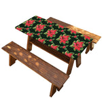 Watercolor Christmas Poinsettia Print Picnic Table Cover