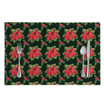 Watercolor Christmas Poinsettia Print Placemat