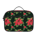 Watercolor Christmas Poinsettia Print Portable Lunch Bag