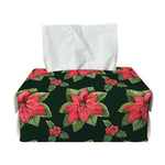 Watercolor Christmas Poinsettia Print Rectangle Tissue Box Cover