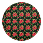 Watercolor Christmas Poinsettia Print Round Blanket