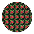 Watercolor Christmas Poinsettia Print Round Floor Mat