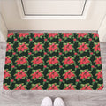 Watercolor Christmas Poinsettia Print Rubber Doormat