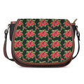 Watercolor Christmas Poinsettia Print Saddle Bag