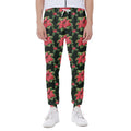 Watercolor Christmas Poinsettia Print Joggers