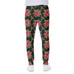Watercolor Christmas Poinsettia Print Scuba Joggers