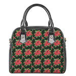 Watercolor Christmas Poinsettia Print Shoulder Handbag