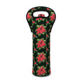 Watercolor Christmas Poinsettia Print Single Neoprene Wine Tote