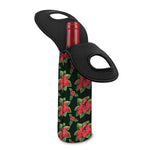 Watercolor Christmas Poinsettia Print Single Neoprene Wine Tote
