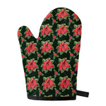 Watercolor Christmas Poinsettia Print Single Oven Mitt