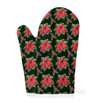 Watercolor Christmas Poinsettia Print Single Oven Mitt