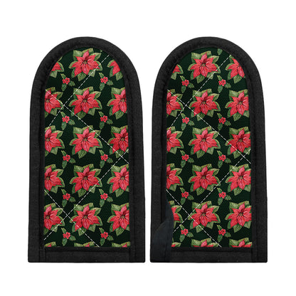 Watercolor Christmas Poinsettia Print Skillet Handle Cover