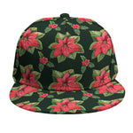 Watercolor Christmas Poinsettia Print Snapback Cap