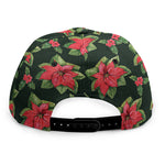 Watercolor Christmas Poinsettia Print Snapback Cap