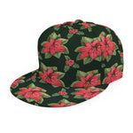 Watercolor Christmas Poinsettia Print Snapback Cap