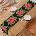 Watercolor Christmas Poinsettia Print Table Runner