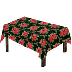 Watercolor Christmas Poinsettia Print Tablecloth
