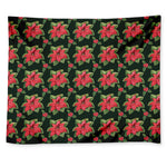Watercolor Christmas Poinsettia Print Tapestry