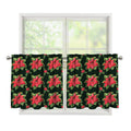 Watercolor Christmas Poinsettia Print Tier Curtains