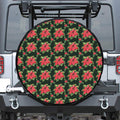 Watercolor Christmas Poinsettia Print Tire Cover