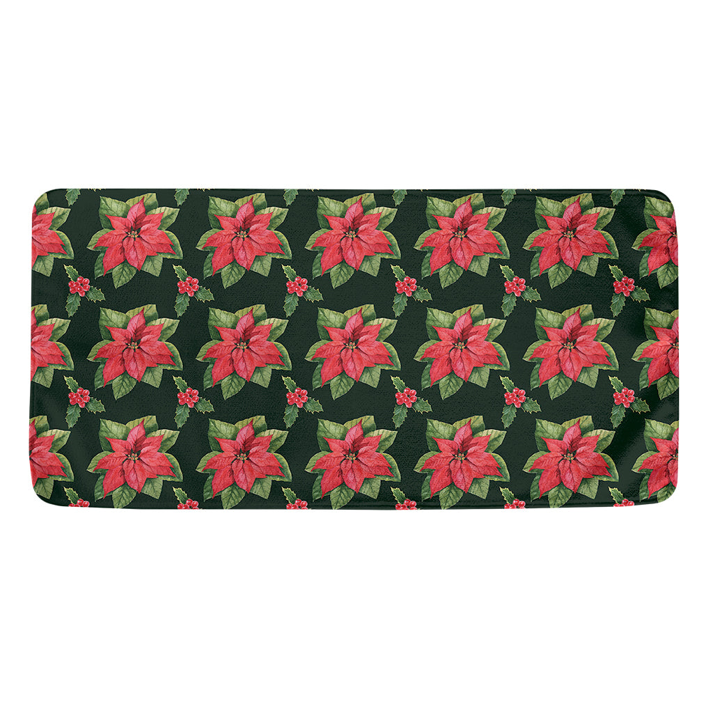 Watercolor Christmas Poinsettia Print Towel