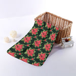 Watercolor Christmas Poinsettia Print Towel