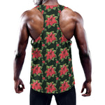 Watercolor Christmas Poinsettia Print Training Tank Top