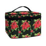 Watercolor Christmas Poinsettia Print Travel Makeup Bag