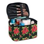 Watercolor Christmas Poinsettia Print Travel Makeup Bag