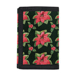 Watercolor Christmas Poinsettia Print Trifold Wallet