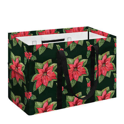 Watercolor Christmas Poinsettia Print Utility Tote Bag