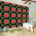 Watercolor Christmas Poinsettia Print Wall Sticker