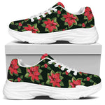 Watercolor Christmas Poinsettia Print White Chunky Shoes