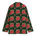 Watercolor Christmas Poinsettia Print Women's Blazer