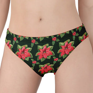 Watercolor Christmas Poinsettia Print Women's Panties