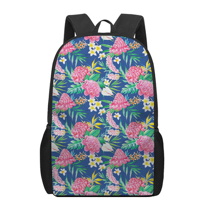 Watercolor Chrysanthemum Pattern Print 17 Inch Backpack