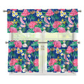 Watercolor Chrysanthemum Pattern Print 3 Piece Kitchen Curtains