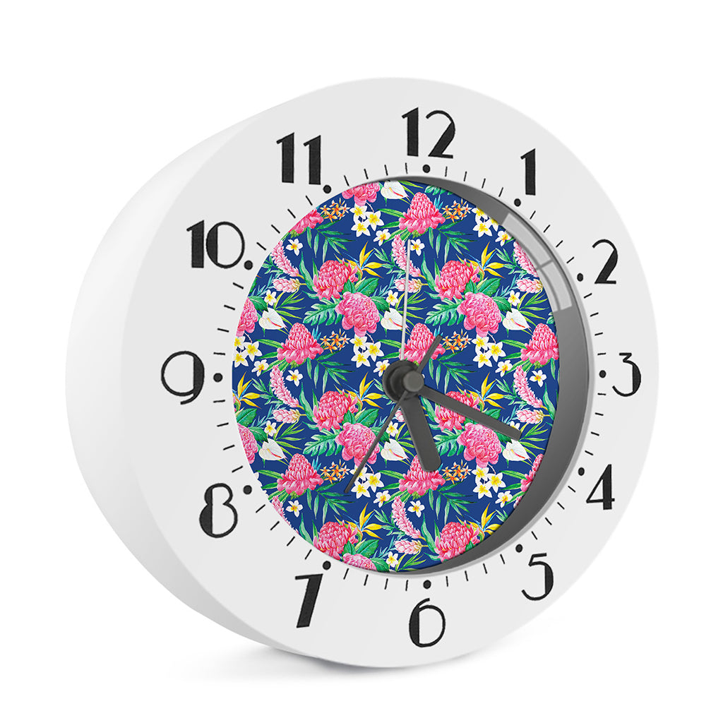 Watercolor Chrysanthemum Pattern Print Alarm Clock