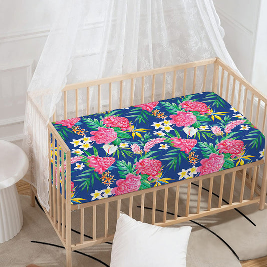 Watercolor Chrysanthemum Pattern Print Baby Crib Sheet
