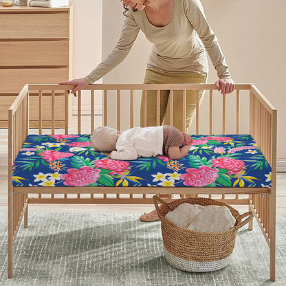 Watercolor Chrysanthemum Pattern Print Baby Crib Sheet