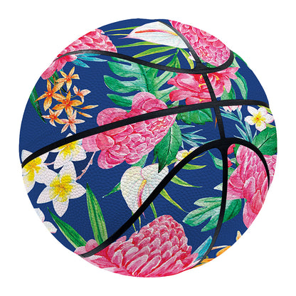 Watercolor Chrysanthemum Pattern Print Basketball
