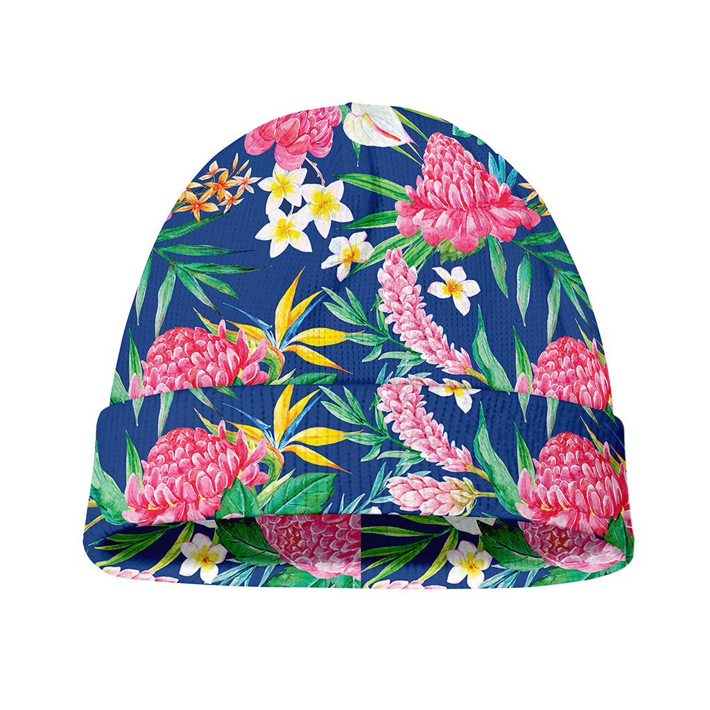 Watercolor Chrysanthemum Pattern Print Beanie