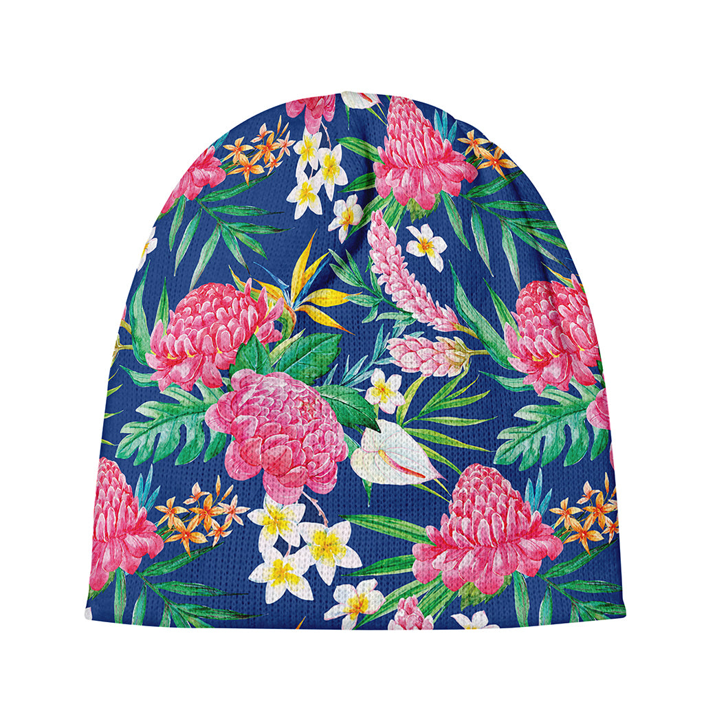 Watercolor Chrysanthemum Pattern Print Beanie