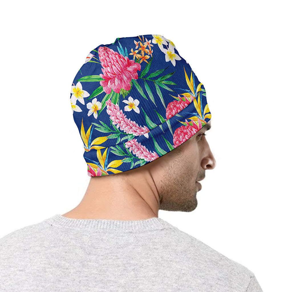 Watercolor Chrysanthemum Pattern Print Beanie