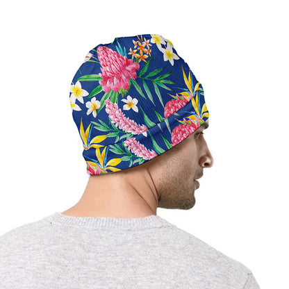 Watercolor Chrysanthemum Pattern Print Beanie