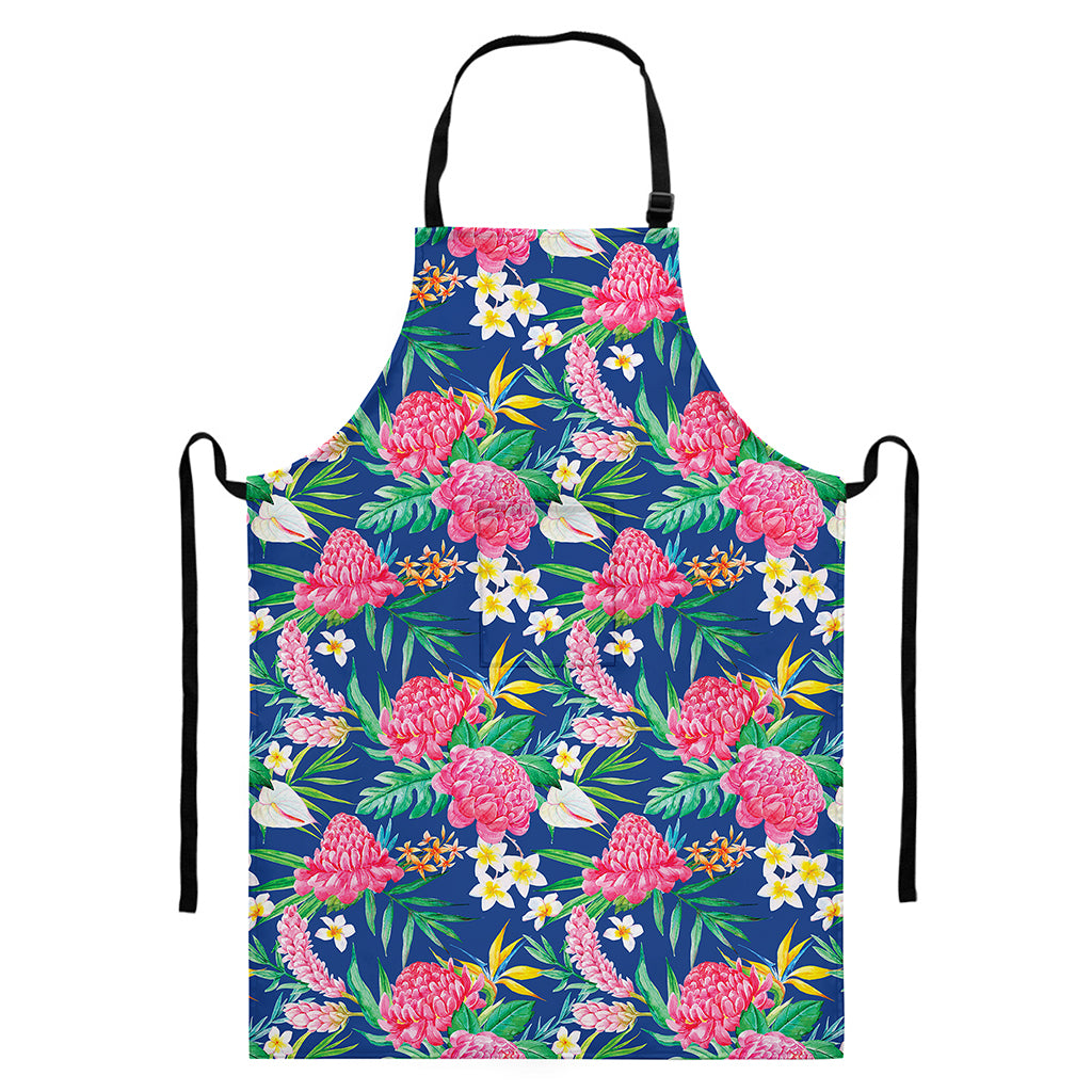 Watercolor Chrysanthemum Pattern Print Bib Apron With Pocket
