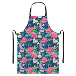 Watercolor Chrysanthemum Pattern Print Bib Apron With Pocket