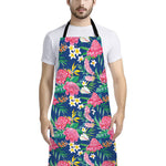 Watercolor Chrysanthemum Pattern Print Bib Apron With Pocket