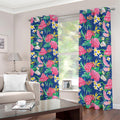 Watercolor Chrysanthemum Pattern Print Dimout Grommet Curtains