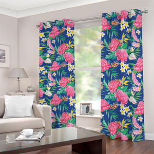 Watercolor Chrysanthemum Pattern Print Blackout Grommet Curtains